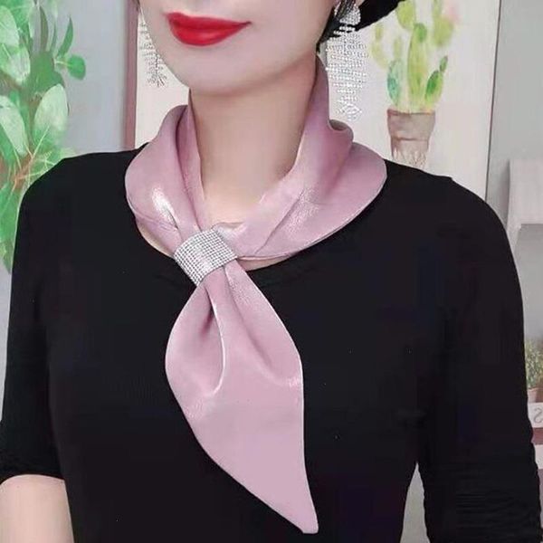 

fashion women rhinestone wraps sharp corne cross false collar shawl summer thin long satin sunscreen neck guard diamond silk scarf, Blue;gray