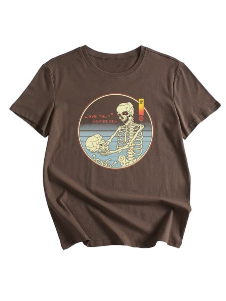 

romwe x vincenttrinidadart skeleton print tee e6nb#, White