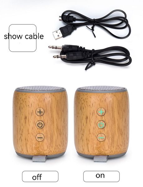Mini alto -falantes portáteis do alto -falante Bluetooth de madeira sem fio HandsFree com fm tf slot de cartão de áudio LED Player para mp3 tablet pc na caixa