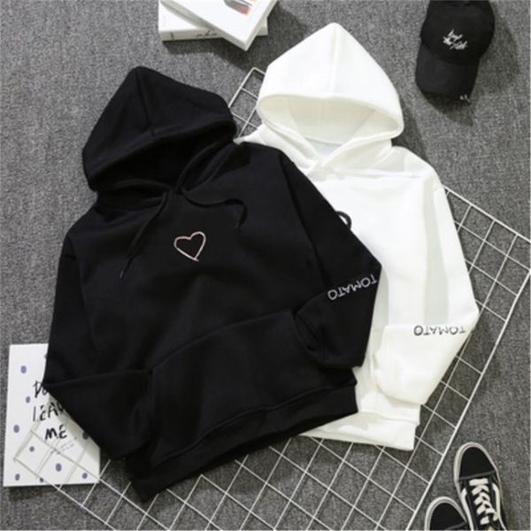Heart Hoodies Sweatshirts Kadınlar Günlük Kawaii Harajuku Kızlar için Yeni Ter Punk Giyim Cutetops Yeni T200407