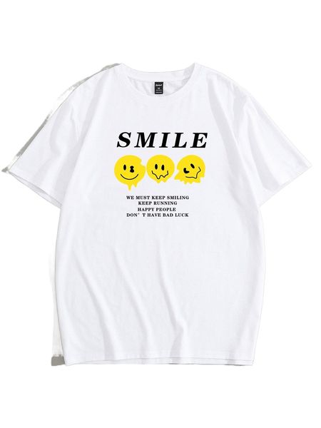 

romwe guys smile graphic tee x3oo#, White;black