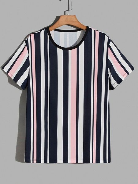 

men random block striped tee 75zf#, White;black