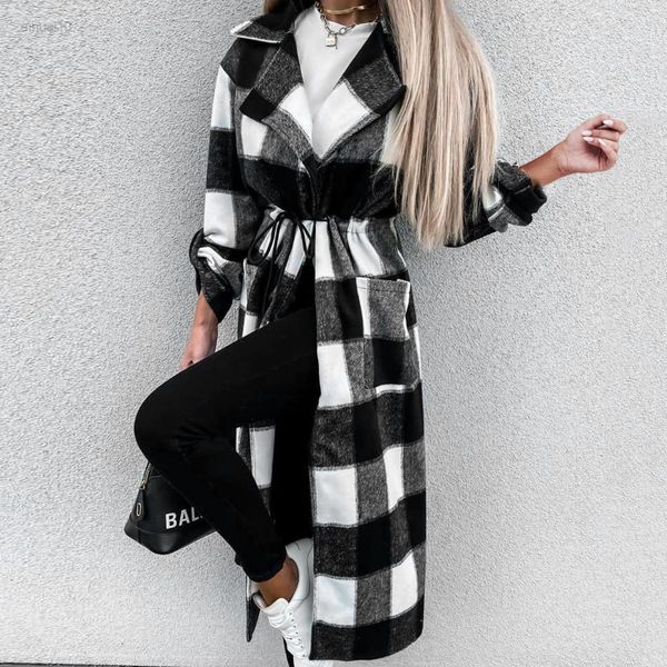 

women vintage long sleeves pocket woolen jacket warm long overcoat outfit comfy winter jackets quick shipping l220725, Black