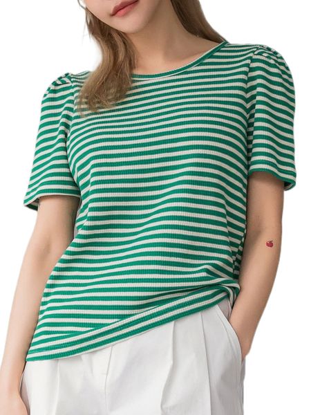 

dazy striped puff sleeve tee w6vj#, White