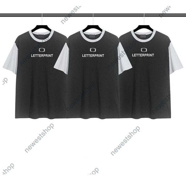 

22ss summer paris letter print t shirts fashion europe mens designer short sleeve splicing tshirt women clothes casual cotton tee, White;black