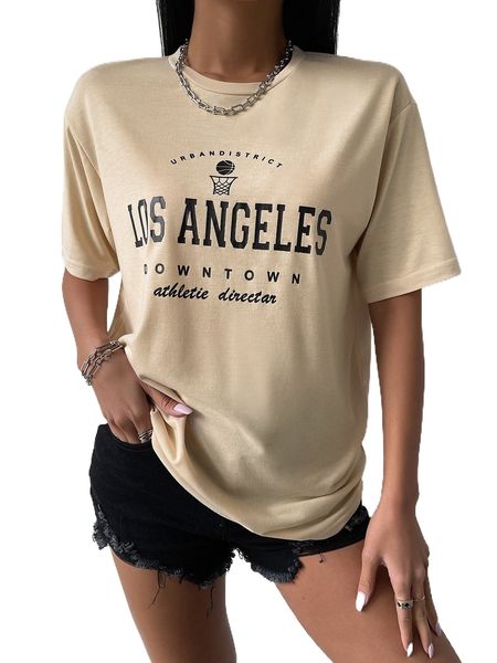 

drop shoulder letter graphic tee 093t#, White