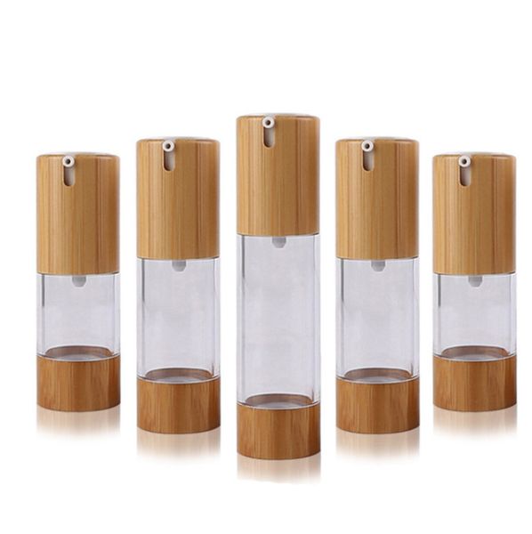 

30ml bamboo cosmetic airless bottle diy transparent vacuum lotion/emulsion press pump packing container