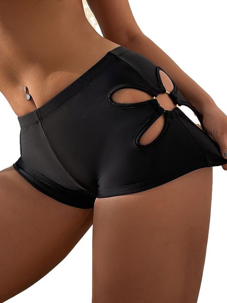 

cut-out ring linked bikini bottom i3id#, White;black