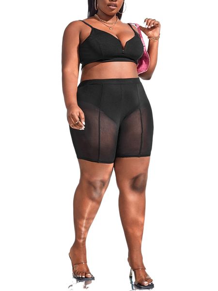 

sxy plus mesh panty insert biker shorts g3wa#, Black