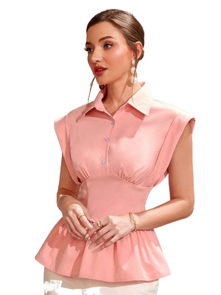 

batwing sleeve ruched peplum blouse s82z#, White