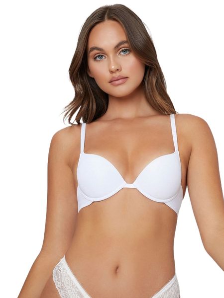 

solid microfiber underwire push up bra q5p3#, Black;red