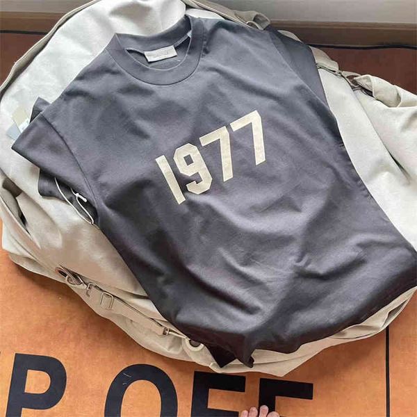 

summer 2022 loose versatile digital flocking printed round neck short sleeve men's casual t-shirt thineuropean american fashion all-mat, White