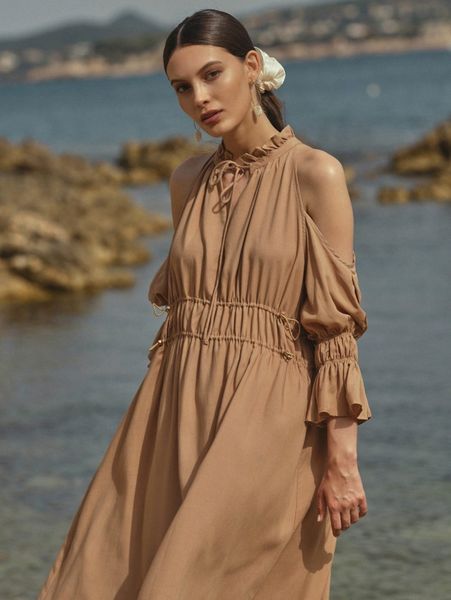 

gathered flowy midi dress c2dm#, Black;gray