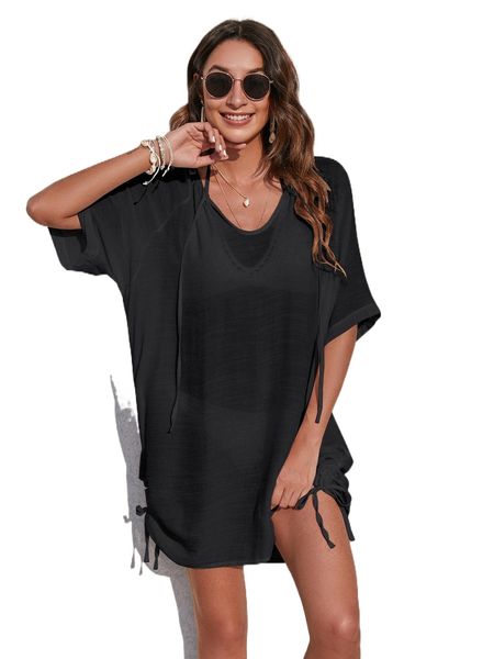 

plain drawstring cover up w5lt#, White;black