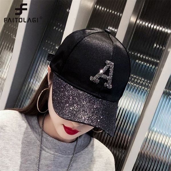 

womens cap sequin letter baseball summer girls female hip hop s adjustable sun hat 220725, Blue;gray
