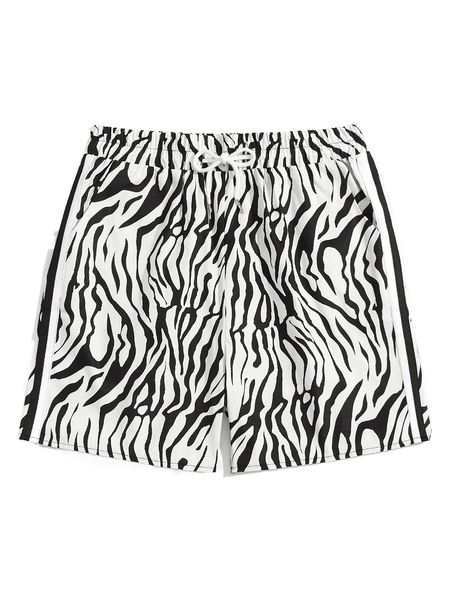 

romwe guys zebra striped shorts 53iw#, White;black