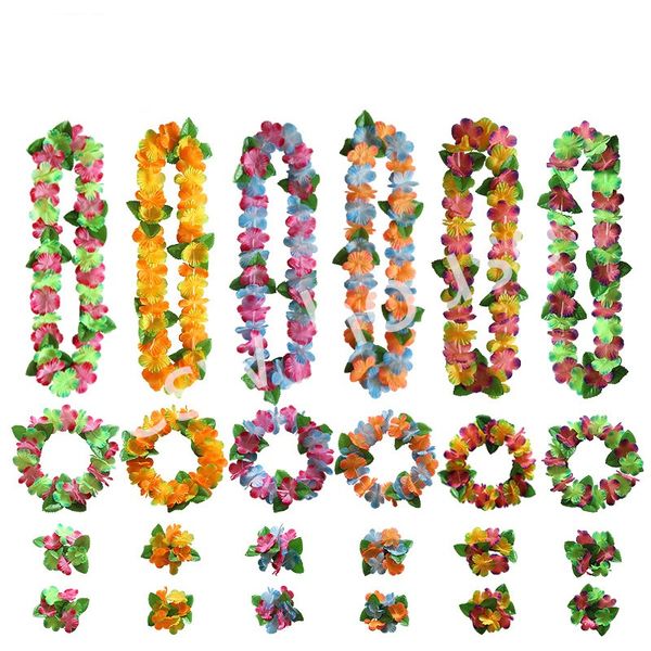 Collane di ghirlande di fiori artificiali hawaiani Leis Dance Ghirlande Bomboniere Forniture per celebrazioni