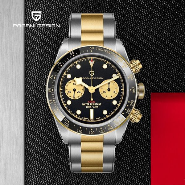 

hbp pagani design men's analog quartz watch bb chronograph vintage panda design automatic date sapphire sports men's watch 2022 ne, Slivery;brown