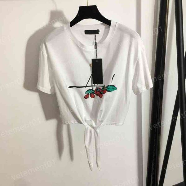 

designer womens t-shirts tomato alphabet print colorblock crew neck short sleeve crop t-shirt luxury summer tees 0912, White