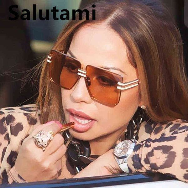 

sunglasses rimless square alloy for women vintage new luxury brand gradient sun glasses men retro oversized black orange shades 220316, White;black