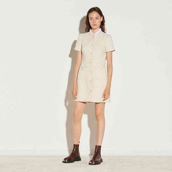 

fadan s family 20 early autumn elegant small fragrant lotus leaf collar temperament sweet tweed short sleeved dress, Black;gray