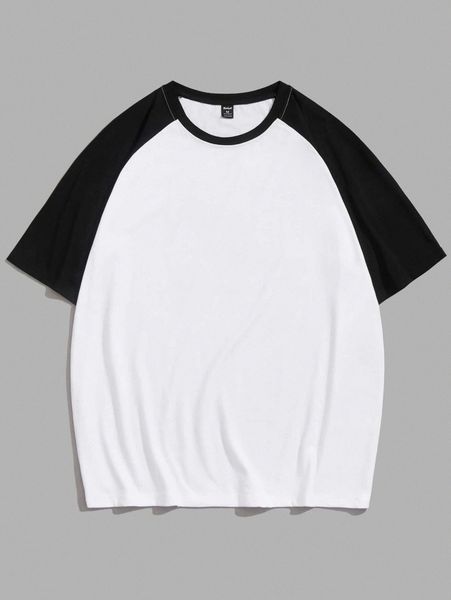 

romwe guys colorblock tee i3gz#, White;black