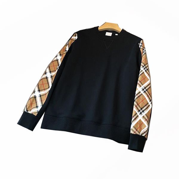 

men's hoodie luxury designer classic checkered stitching embroidery 100% cotton multiple styles retro winter hoodie long sleeve casual, Black