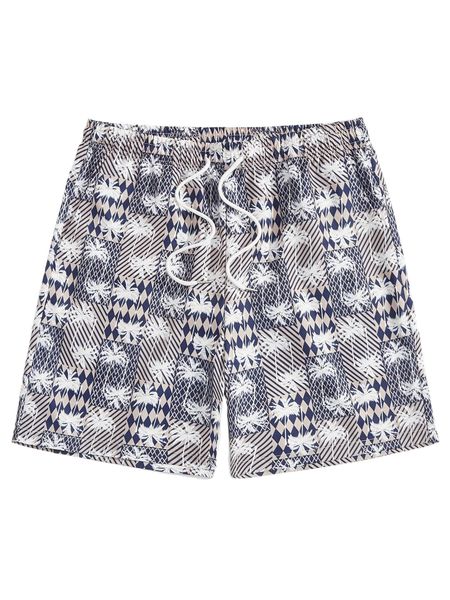 

romwe guys argyle tropical print shorts 479r#, White;black