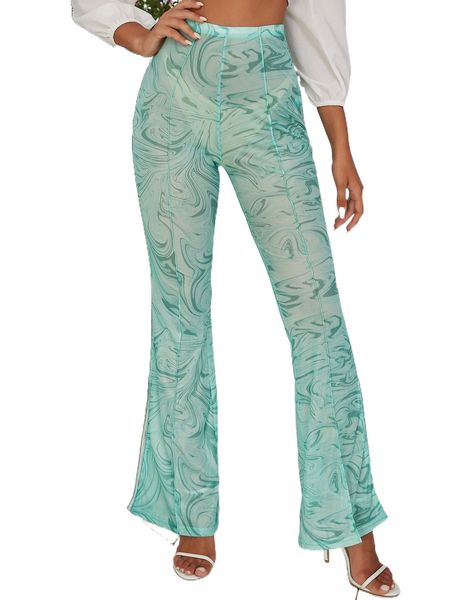 

d& marble print flare leg pants without panty b2h3#, Black;white