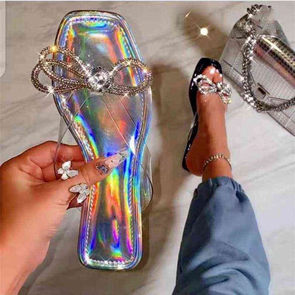 

slippers women's flip flops colorful rhinestone strip ladies shoes summer bling beach woman outside wear slides 220530, Black