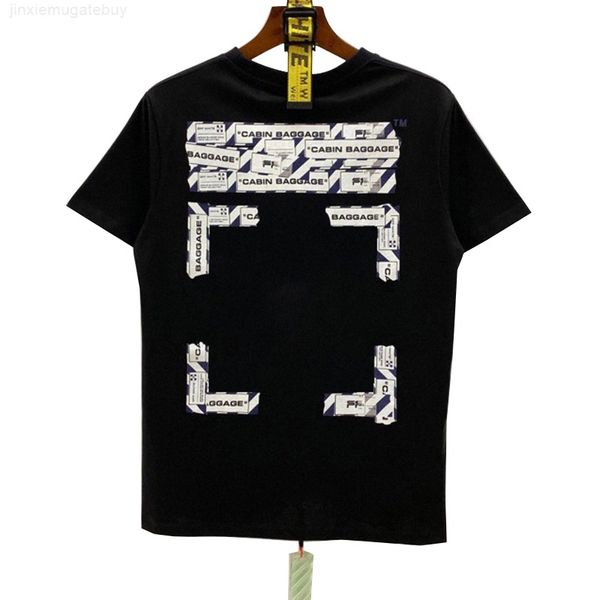 

summer men's and women's loose printed t-shirt 100% cotton hd airport tape cordon short sleeve 2022khls, White;black