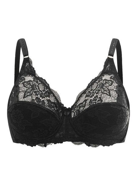 

plus bow detail lace underwire bra c75y#, Black;white