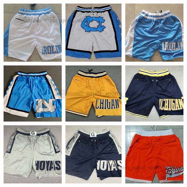 

college basketball shorts movie just men don zipper pockets all team retro sweatpants hip pop fashion pant stitched short yellow white black