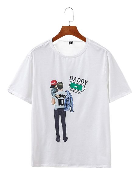 

men letter & figure graphic tee h59t#, White;black