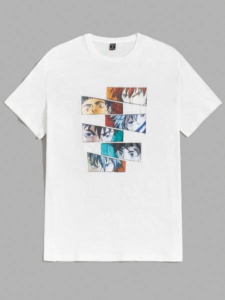 

men figure graphic tee v5h4#, White;black