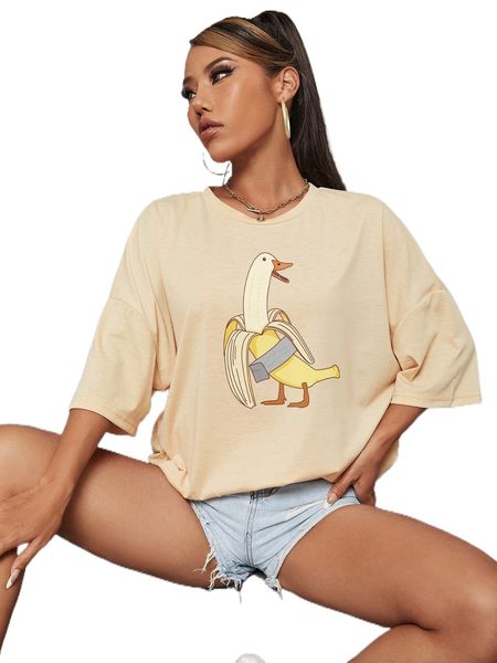 

cartoon graphic drop shoulder tee h1wl#, White