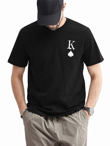 

men letter & playing card print tee n4ao#, White;black