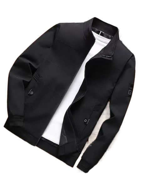 

men 1pc patch detail zip up jacket n7gu#, Black;brown