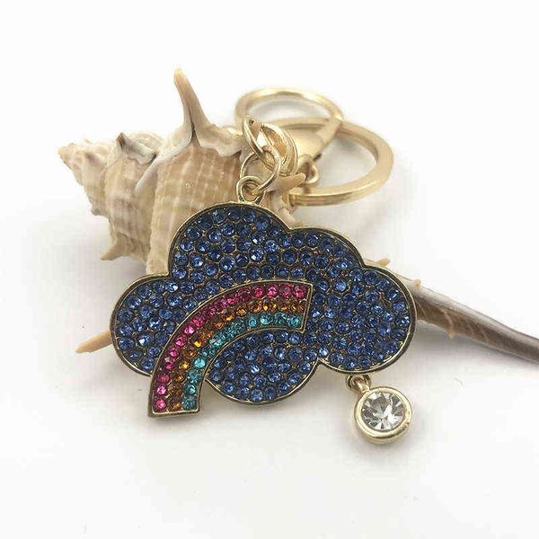

cloud small gift key chain women's backpack pendant seven color rainbow car, Slivery;golden