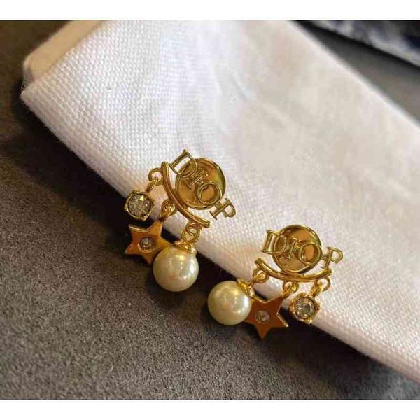 

2022 factory wholesale new gold diamond pearl star 925 silver needle female earrings jewelry, Golden;silver