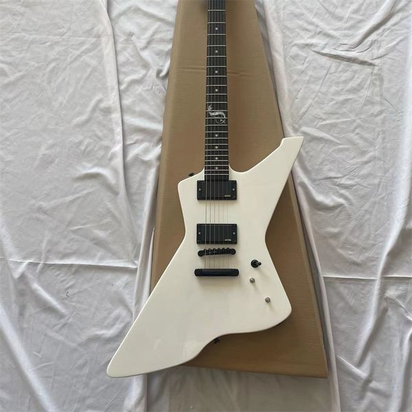 

in stock special custom electric guitar full-body matte white body snake head fingerboard inlaid emg pick guitars guitarra