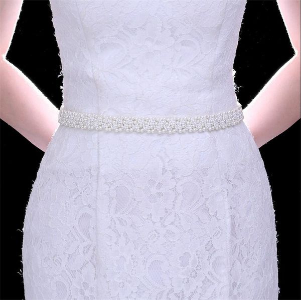 Accessori per abiti da sposa da sposa Cinture di perle Cintura con fusciacca Cintura bianca Avorio Rosa Viola Nero Nastro ornamento Gioielli Cintura moda donna