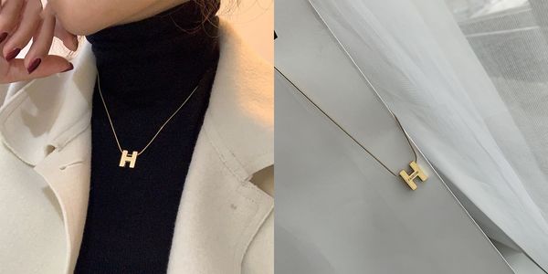 

fashion new trendy color preservation necklace female simple niche ins clavicle chain light luxury temperament collar pendant jewelry, Silver