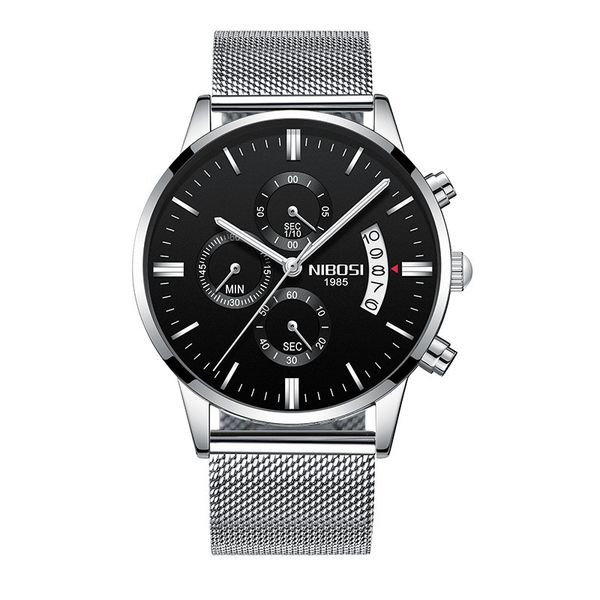 

watchsc - designer 43mm colorful quartz stainless steel leather watch watches puhuo022, Slivery;brown