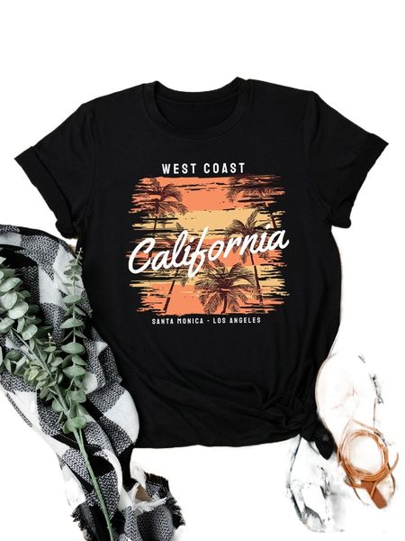 

plus tropical & letter print tee k8na#, Black