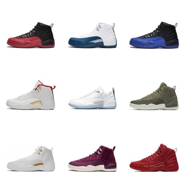 

brand shoes 12 basketball 12s mens sports sneakers university gold indigo black dark concord cny cherry gym red high trainers keychain, White;red