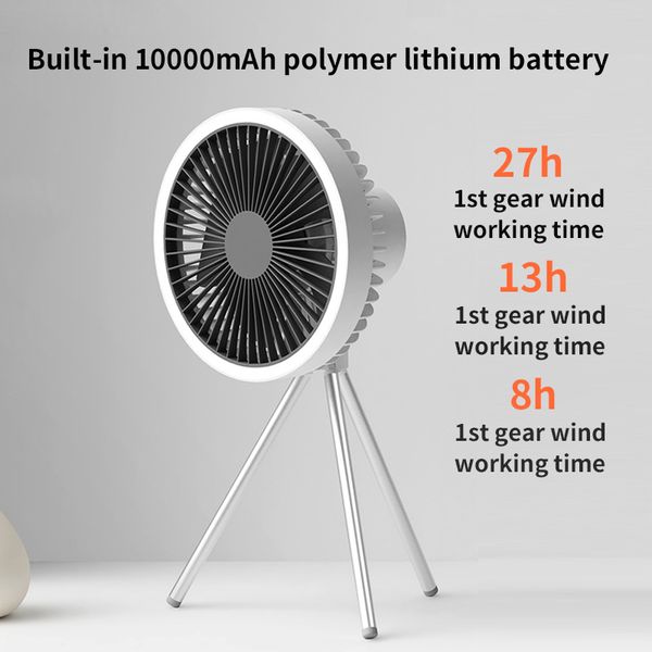 Casa multifuncional portátil mini ventilador de acampamento carregamento usb ao ar livre acampamento suporte luz led