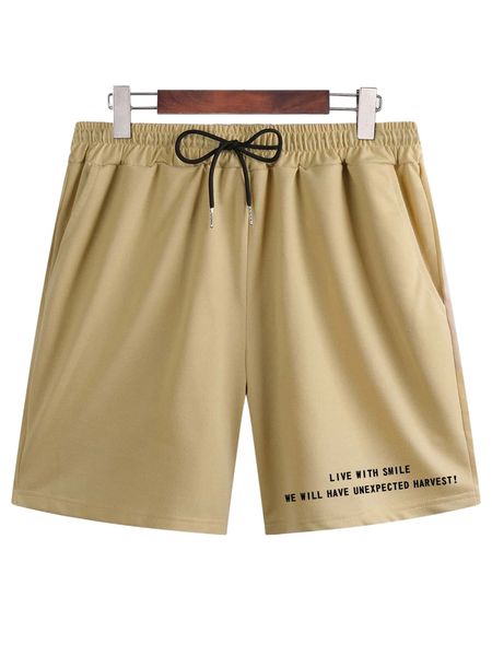 

men slogan graphic drawstring waist shorts h4hx#, White;black