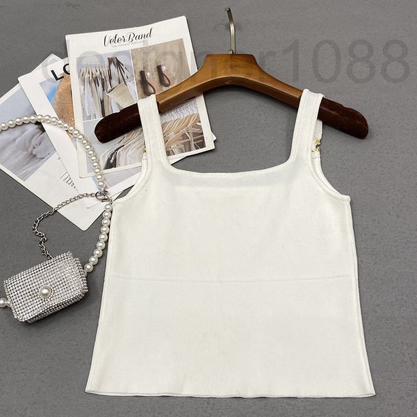 

women's tanks & camis designer 2022 small fragrance knitting vest suspender leakage waist shoulder belt wearing short black and white t