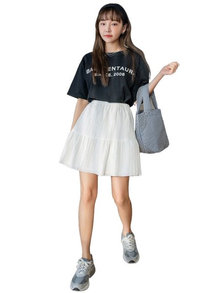 

dazy textured elastic waist skirt u1ve#, Black